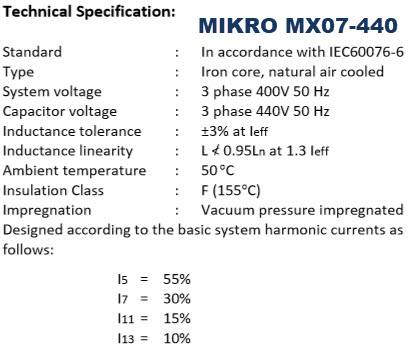 thông số kỹ thuật cuộn kháng Mikro MX07